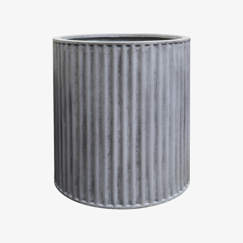 Piako Ribbed Cylinder Planter Medium - Cement