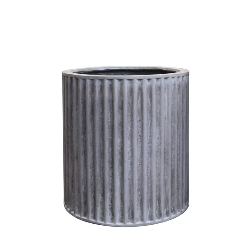 Piako Ribbed Cylinder Planter Small - Cement