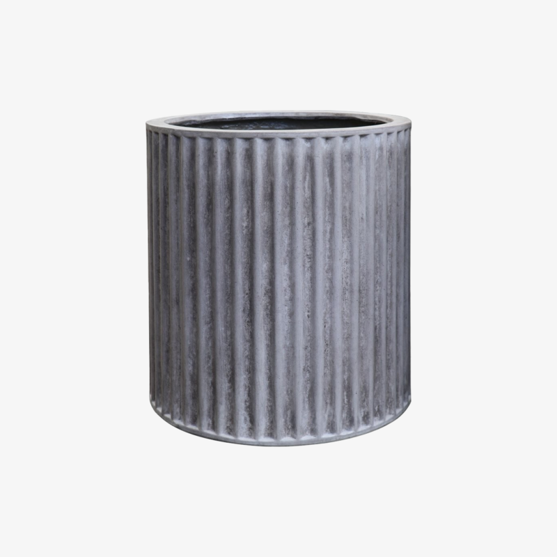 Piako Ribbed Cylinder Planter Small - Cement