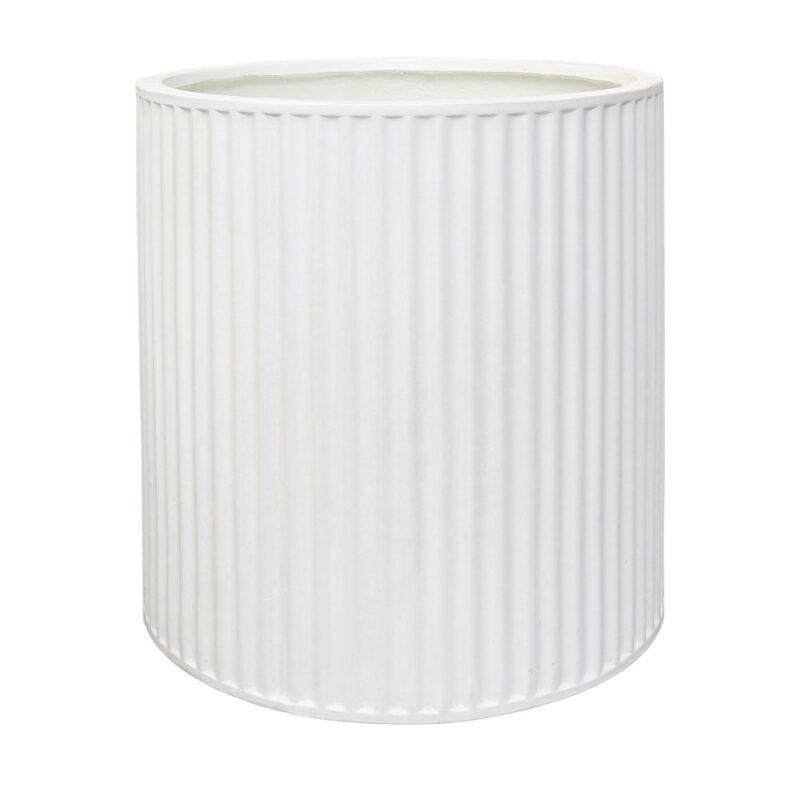 Piako Ribbed Cylinder Planter Large - Chalk