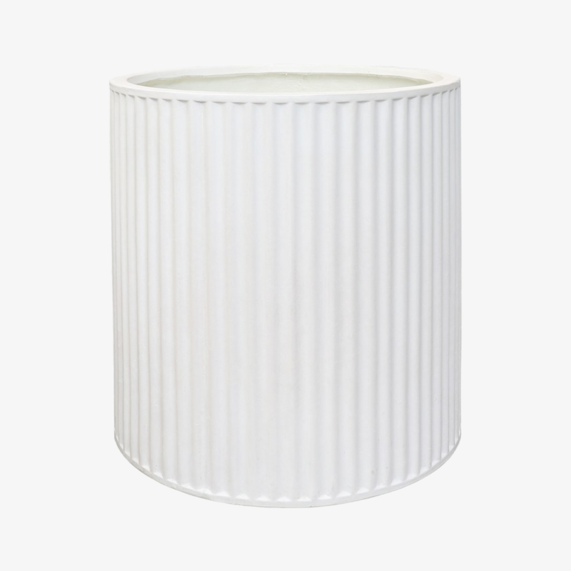 Piako Ribbed Cylinder Planter Large - Chalk