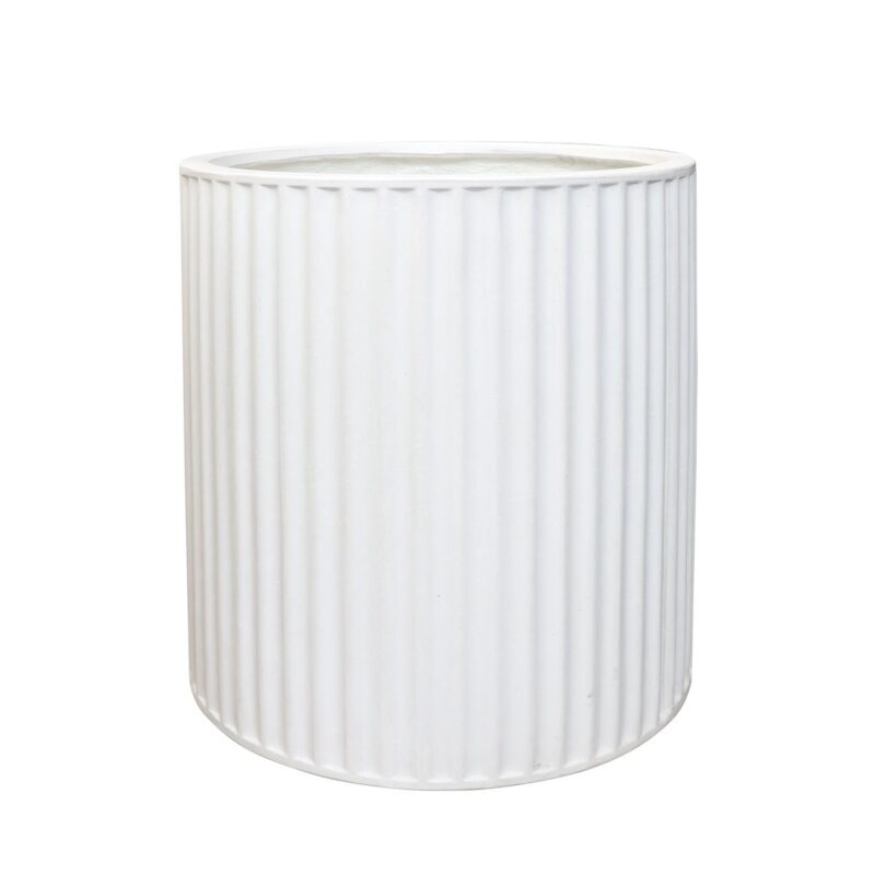 Piako Ribbed Cylinder Planter Medium - Chalk