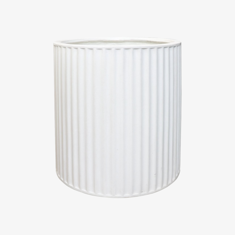 Piako Ribbed Cylinder Planter Medium - Chalk