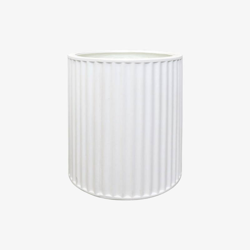 Piako Ribbed Cylinder Planter Small - Chalk