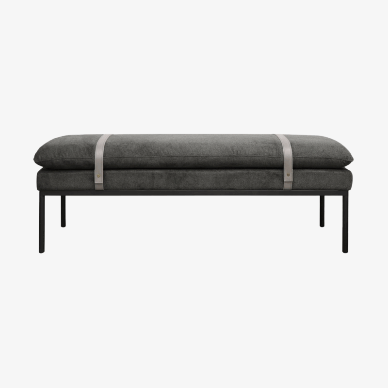 Baxter Fabric Ottoman/Bench - Charcoal