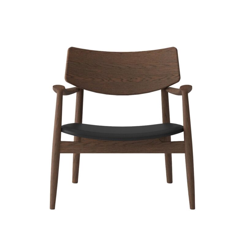 Alta Leisure Chair - Solid Oak/Walnut with Black Leather
