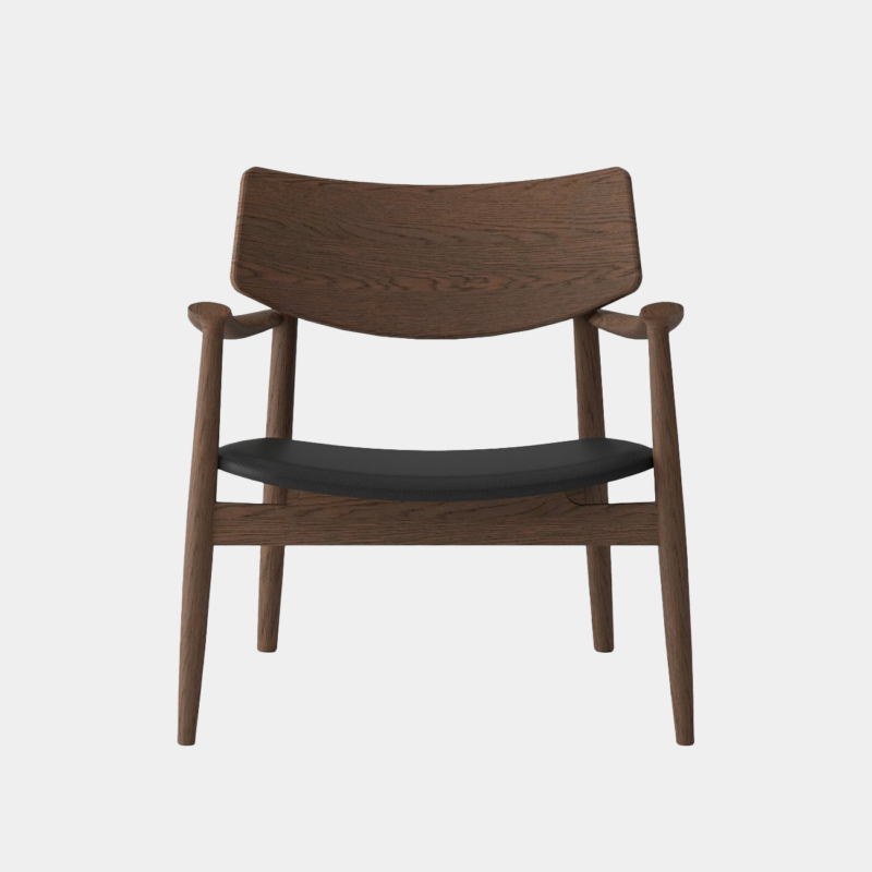 Alta Leisure Chair - Solid Oak/Walnut with Black Leather