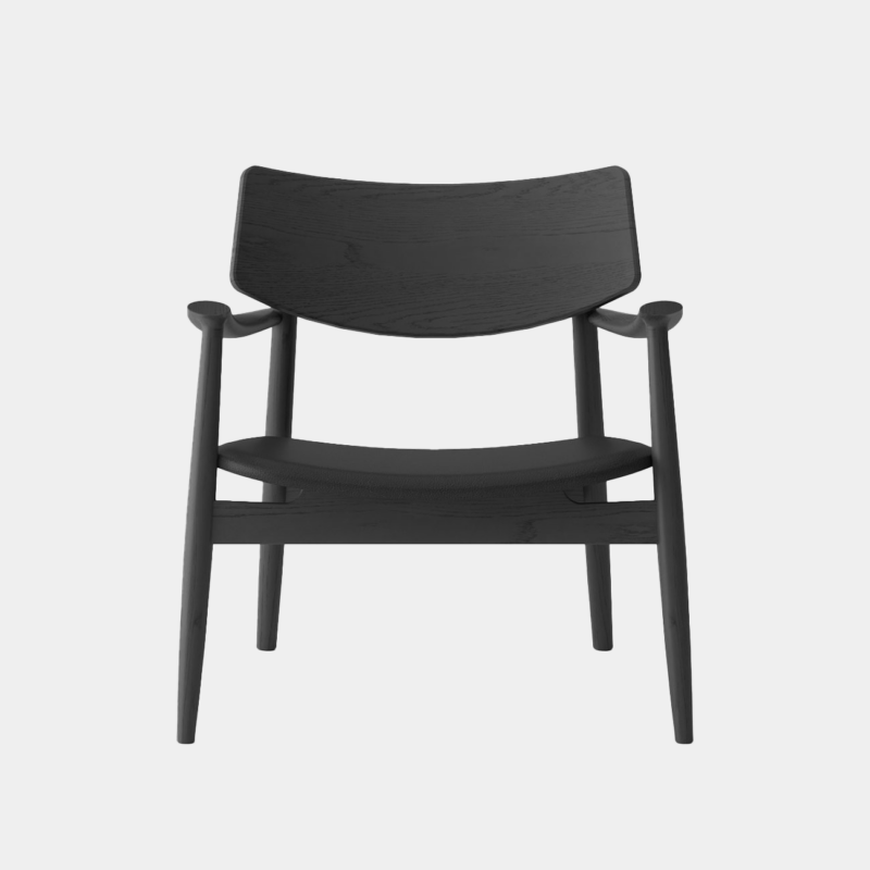 Alta Leisure Chair - Solid Oak/Black with Black Leather
