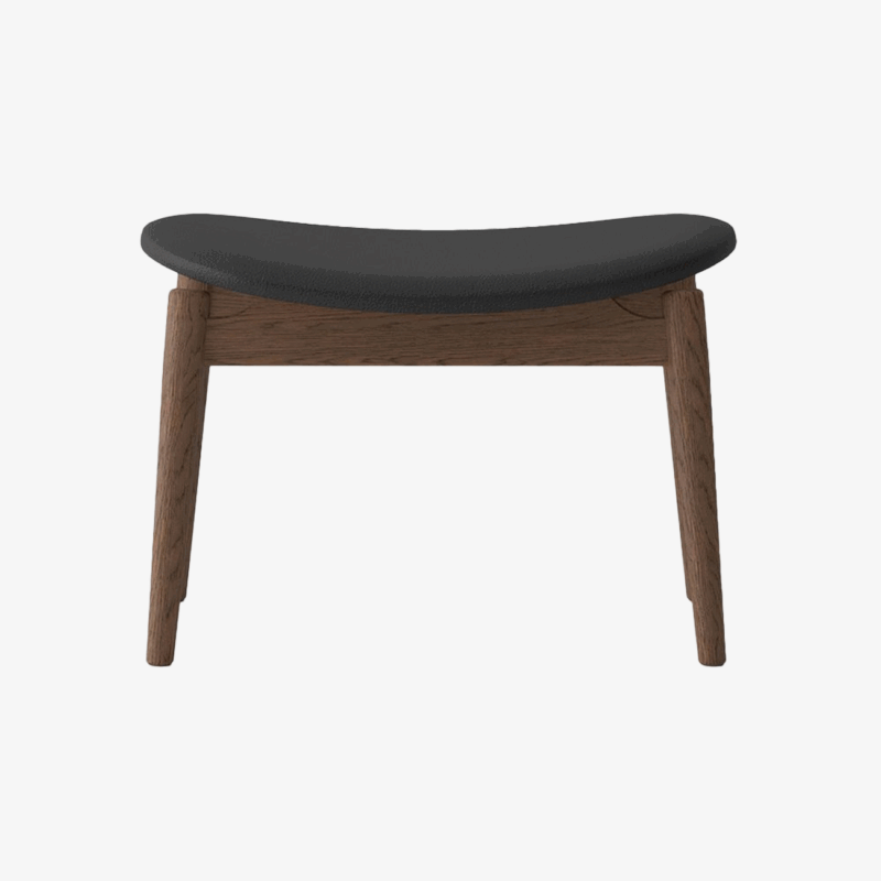 Alta Footstool - Solid Oak/Walnut with Black Leather