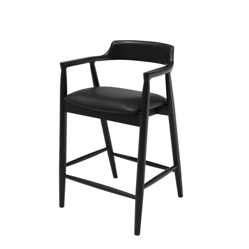 Ealing Barstool in Black with Black Leather