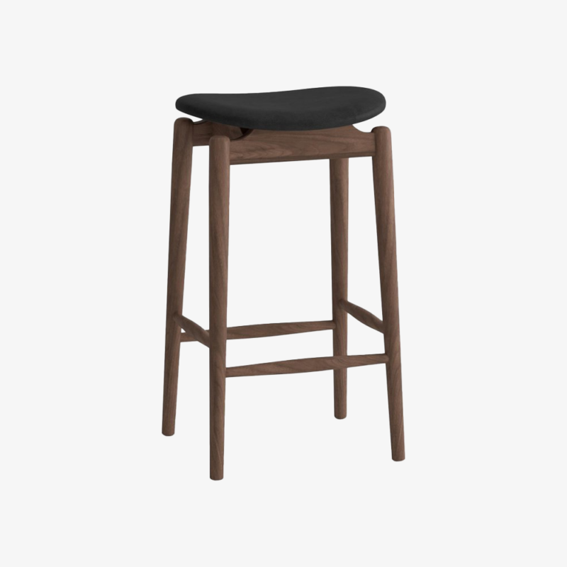 Oslo Barstool – Ash Walnut/Black Leather