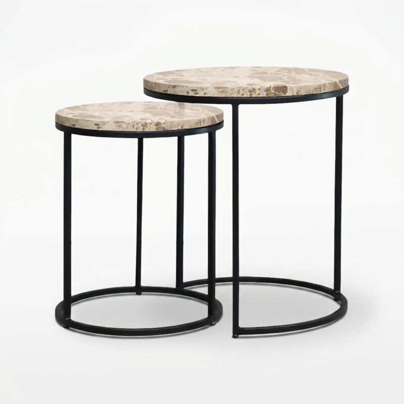 Monaco Nesting Side Table Set – Beige