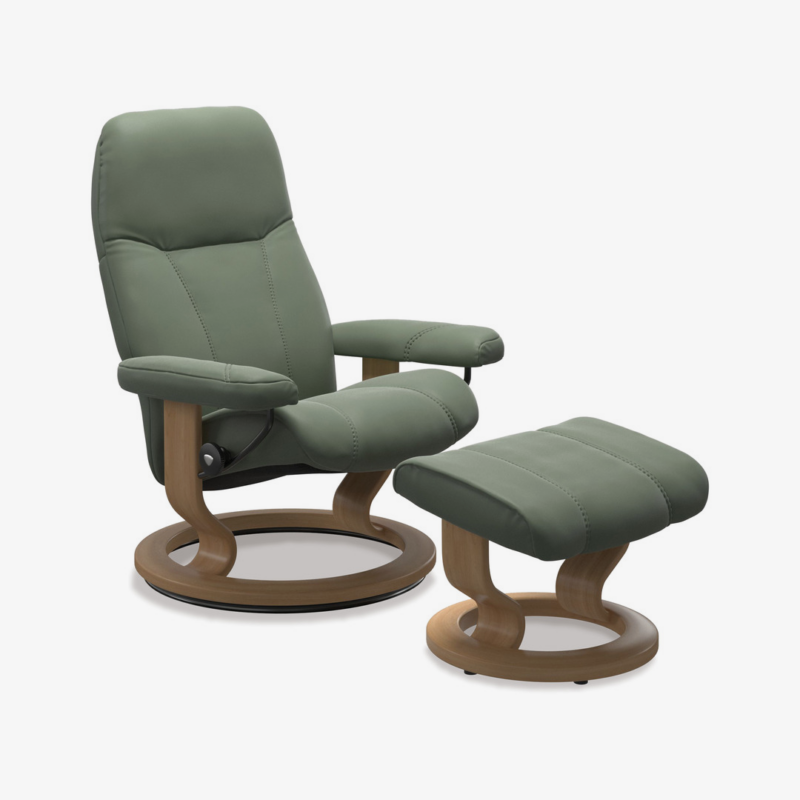 Stressless® Consul Medium Leather Recliner - Classic Base