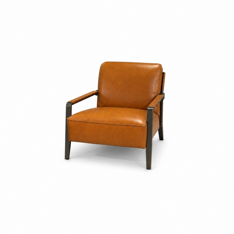SEBASTIAN LEATHER CHAIR - CARAMEL