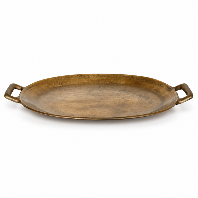 OVAL TRAY 2 TONE ANTIQUE BRASS FINISH