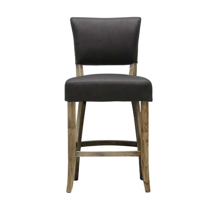 Crane Leather Barstool - Black