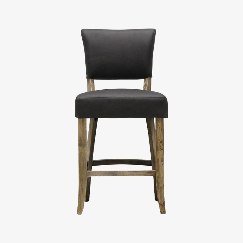 Crane Leather Barstool - Black