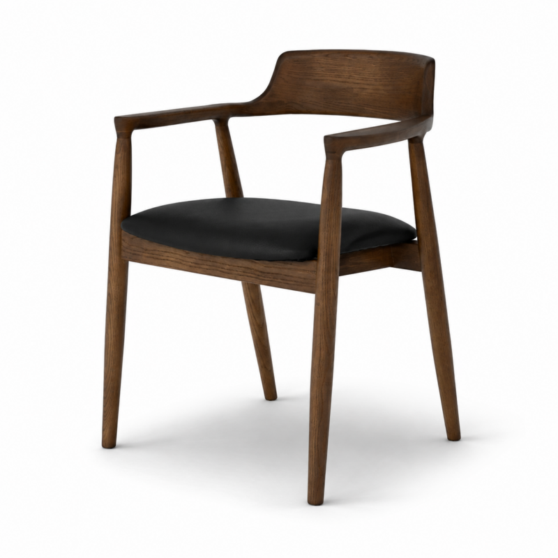 Ealing Dining Chair Brown with Black Leather