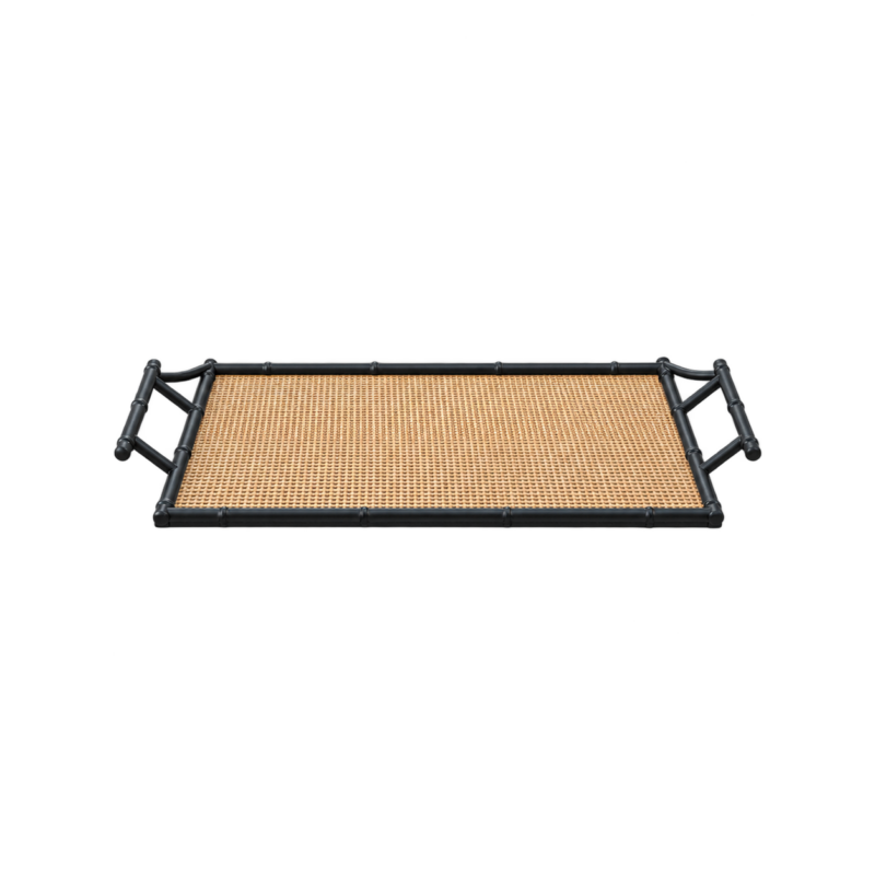 Rattan and Faux Bamboo Tray