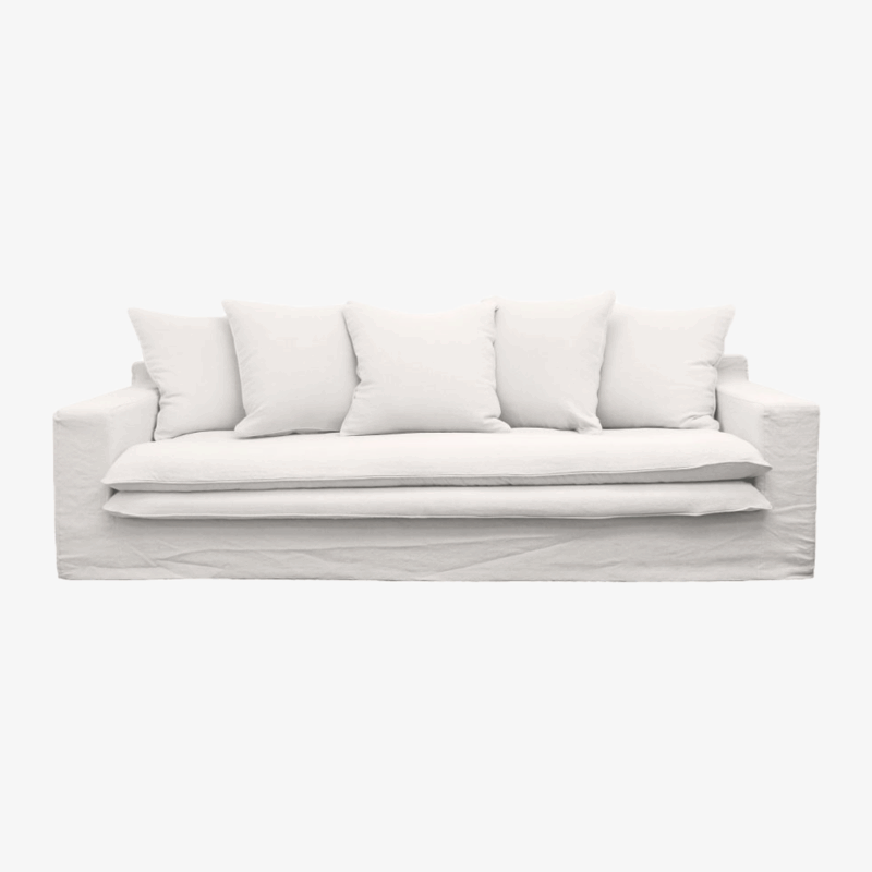 Keely Slipcover Sofa 3 Seater - White