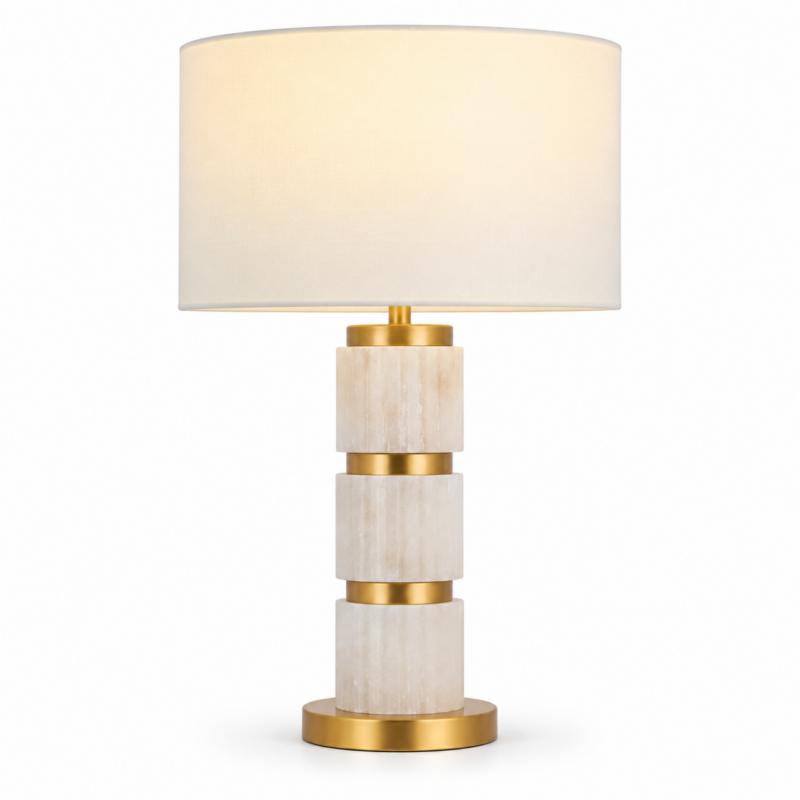 TRIPLE GEAR SHAPED ALABASTER & BRASS LAMP