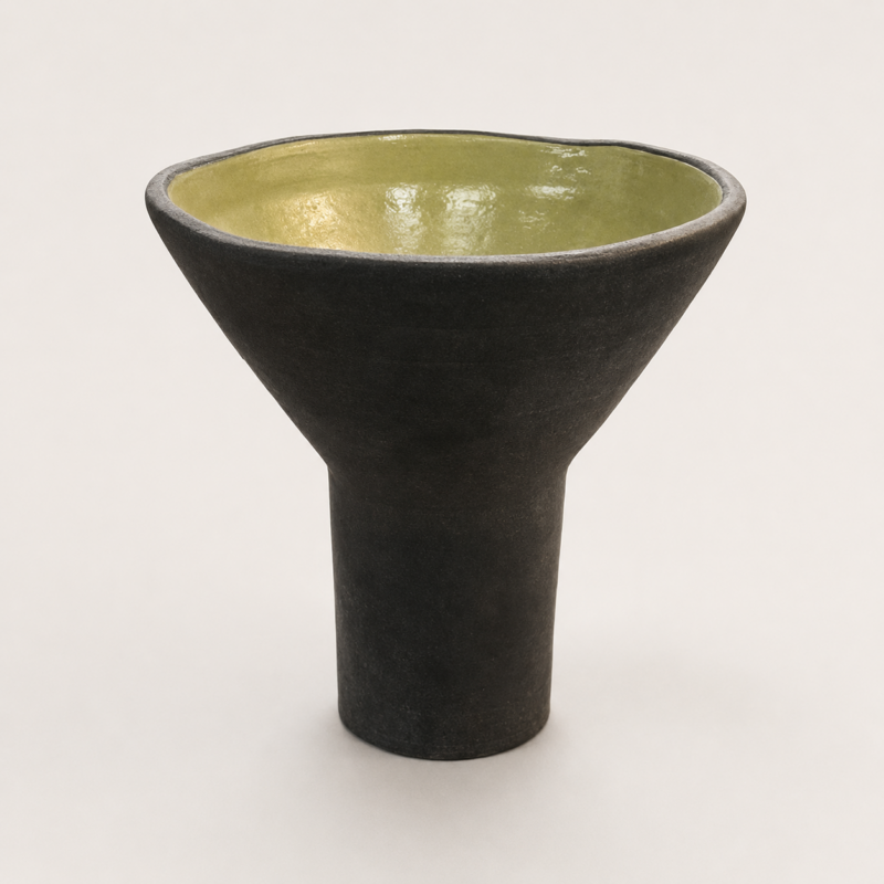 BALISE WIDE MOUTH VASE TALL - CREAM/BLACK