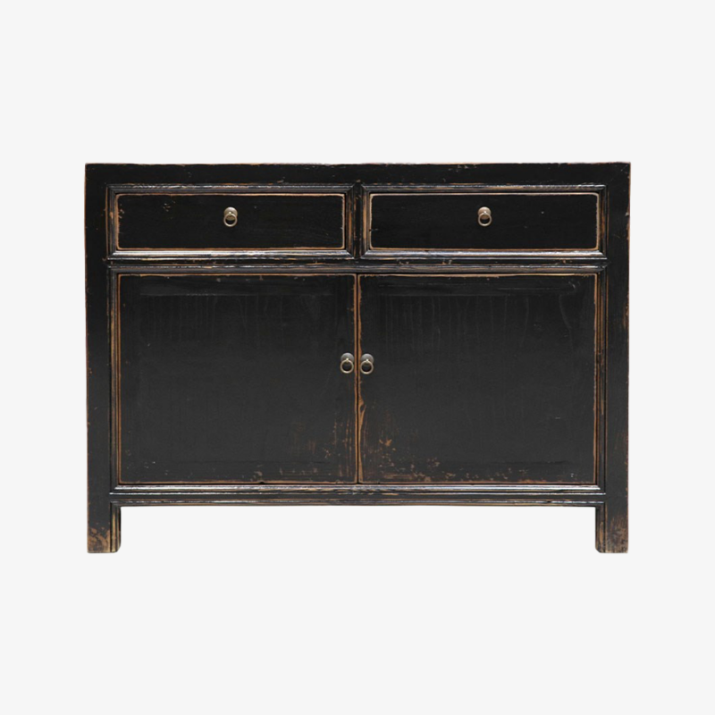 Oriental Painted 2 Door Sideboard - Vintage Black