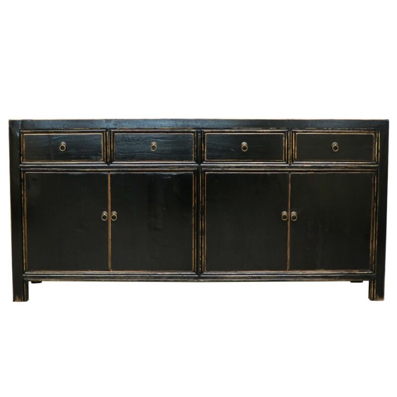 Oriental Painted 4 Door Sideboard - Vintage Black