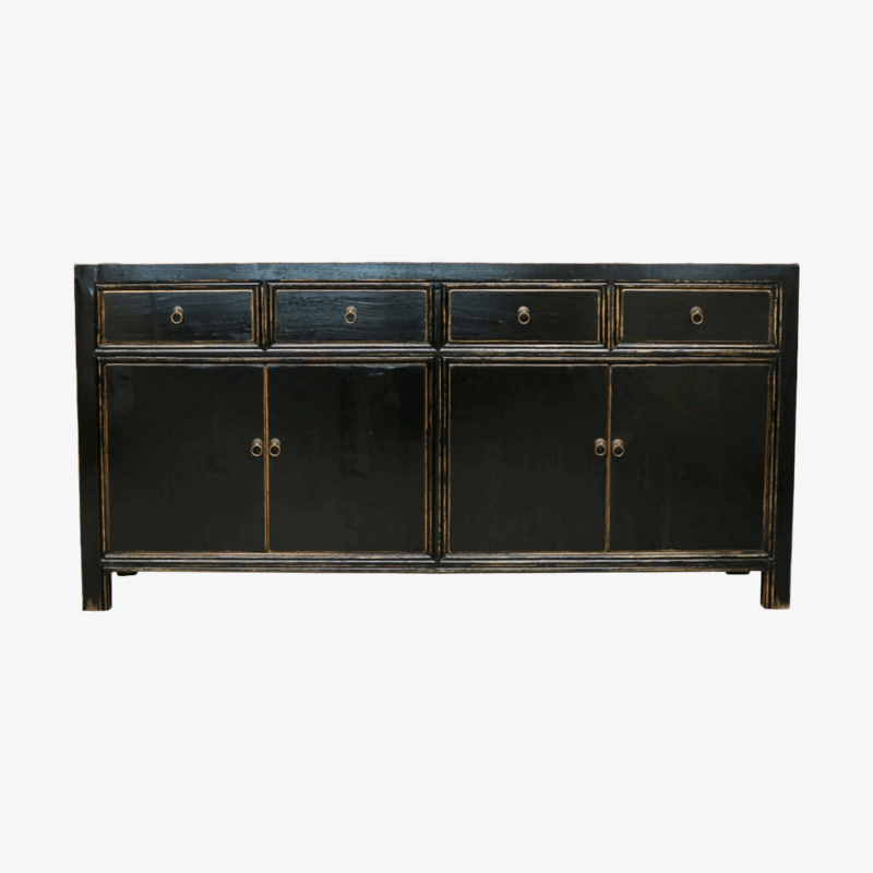 Oriental Painted 4 Door Sideboard - Vintage Black