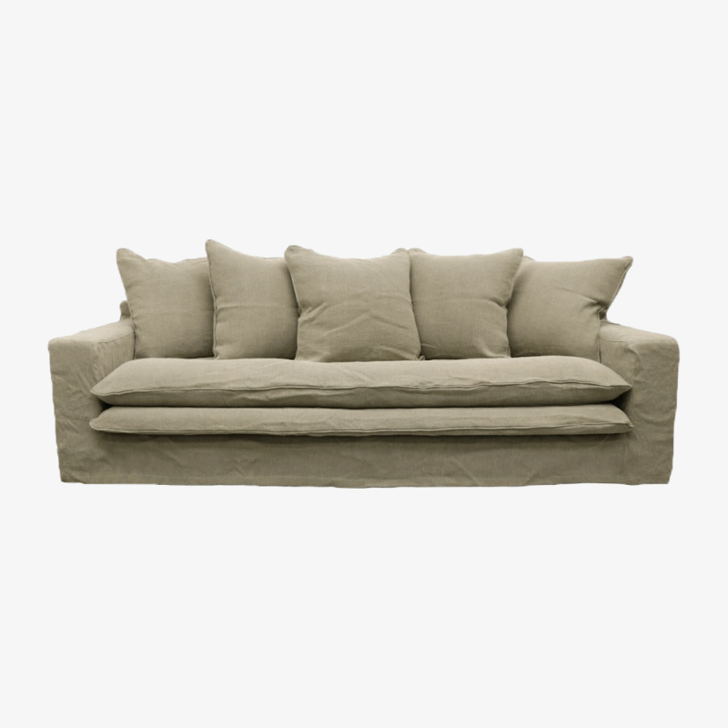Keely Slipcover Sofa 3 Seater - Khaki