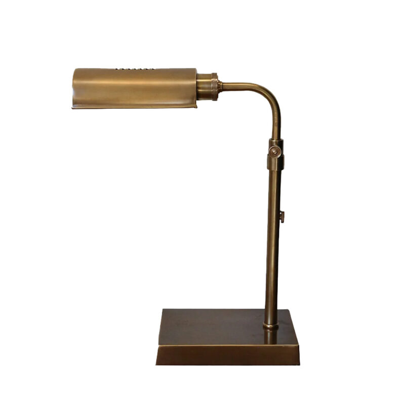 Adjustable desk lamp base in Brass antiqued finish