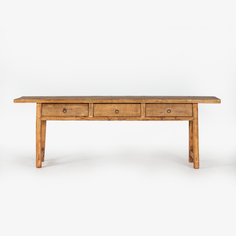 ANTIQUE BUTCHER TABLE 3 DRAWS 2280W LIGHT