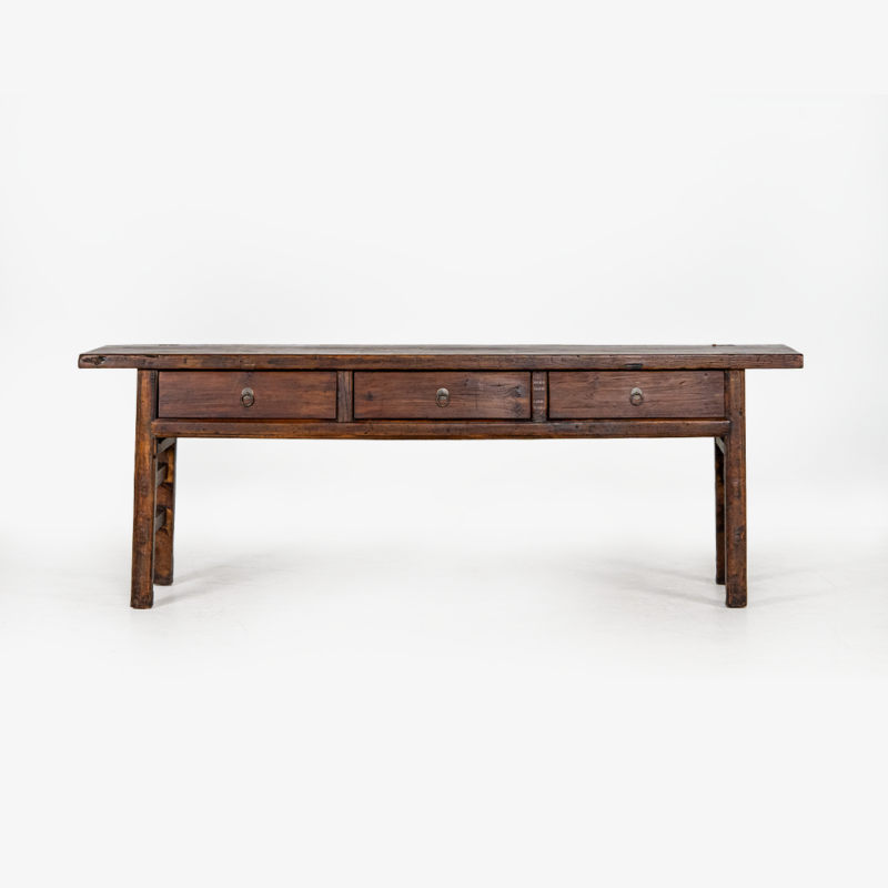 ANTIQUE BUTCHER TABLE 3 DRAWS 2210W DARK
