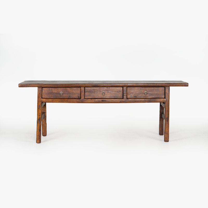 ANTIQUE BUTCHER TABLE 3 DRAWS 2220W DARK
