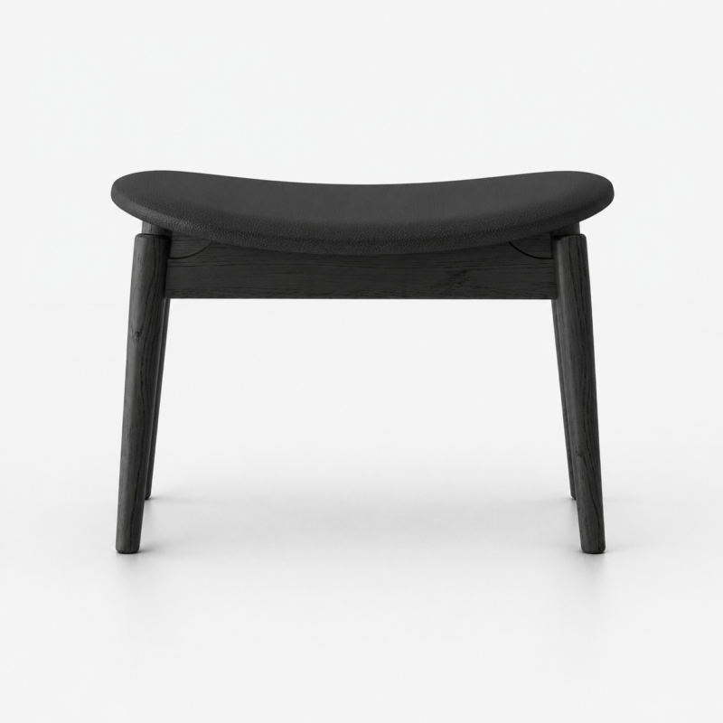 Alta Leather Footstool Black
