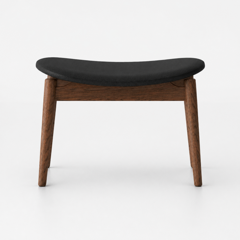 Alta Leather Footstool Walnut & Black