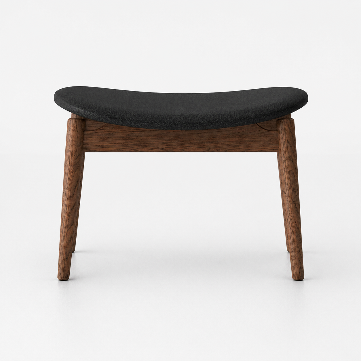 Alta Leather Footstool Walnut & Black