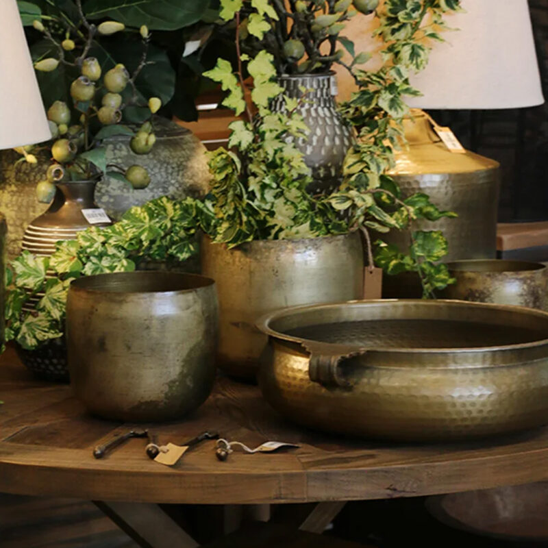 Basque Bowl with Handles in Antique Brass Finish