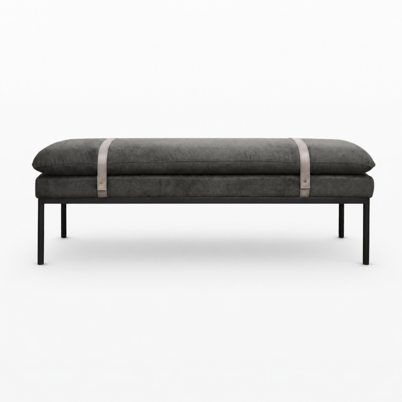 Baxter Fabric Ottoman/Bench Charcoal