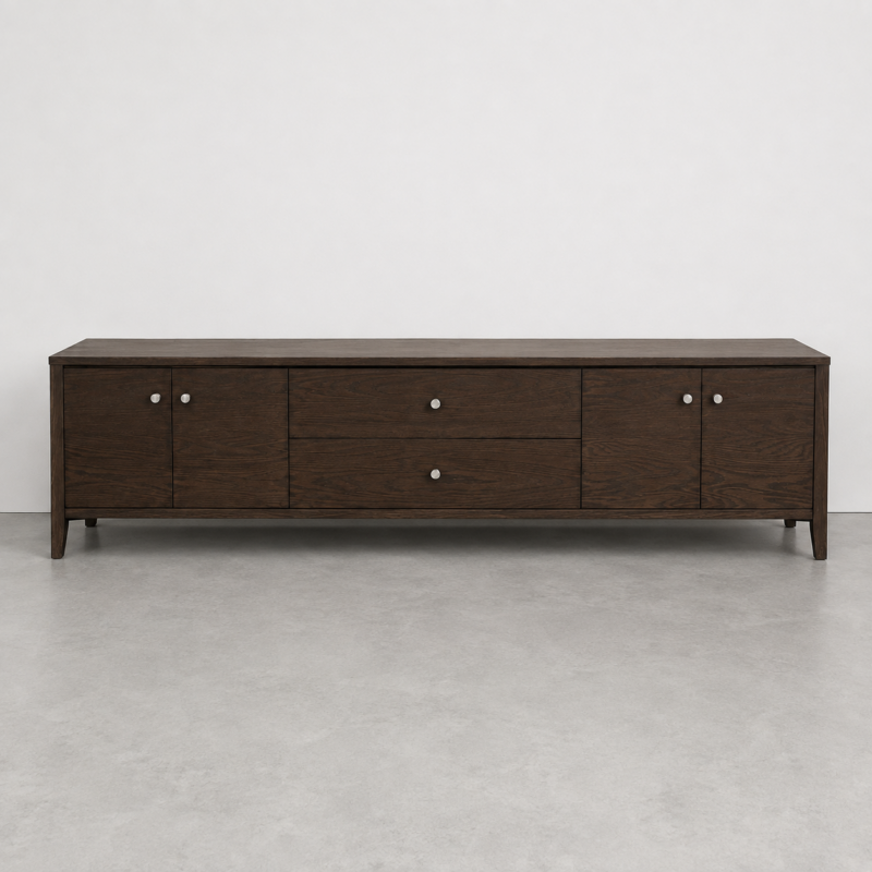 BAXTER 4 DOOR/2 DRAWER LOW ENTERTAINMENT UNIT CHOCOLATE