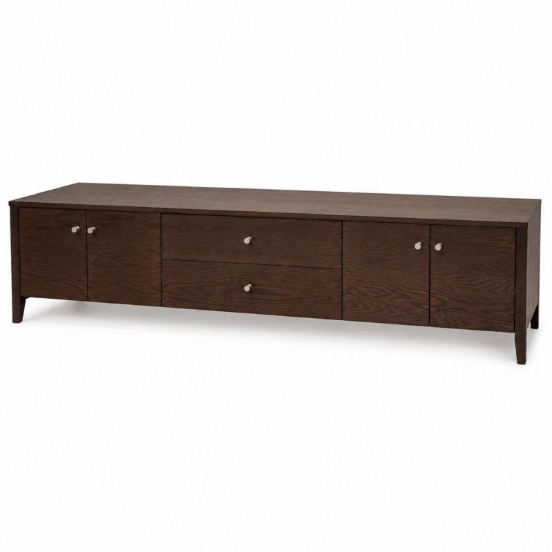 BAXTER 4 DOOR/2 DRAWER LOW ENTERTAINMENT UNIT CHOCOLATE