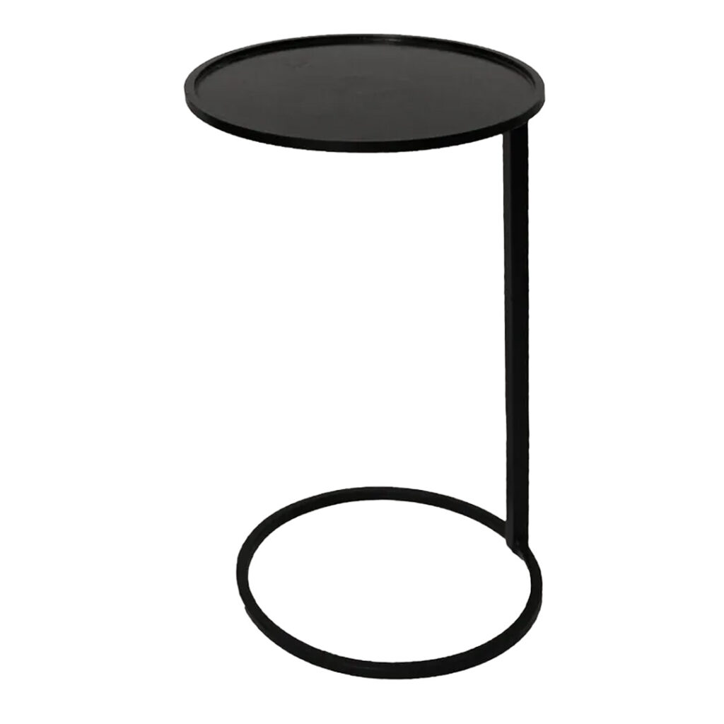 Black Circle Small Couch Side Table - Lewis & Co.