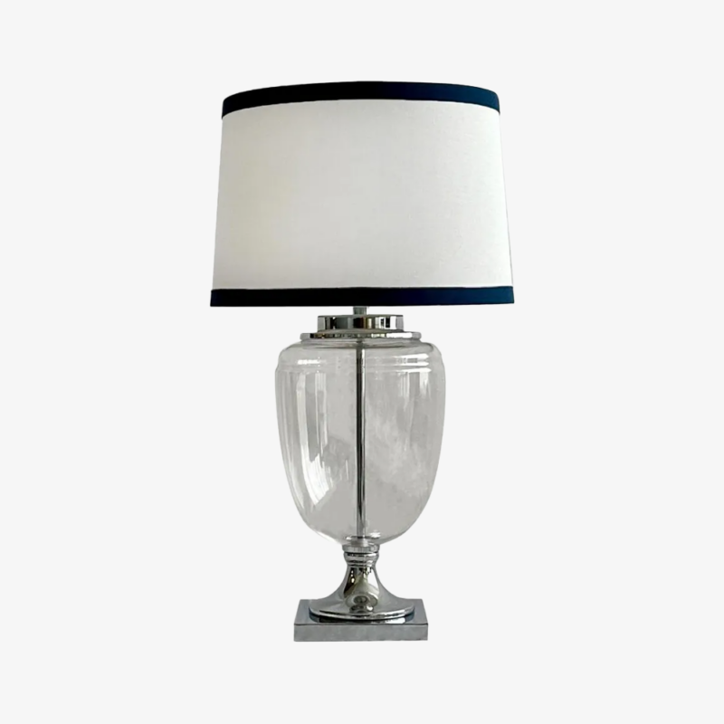 Charlotte Lamp Glass, Nickel and Linen