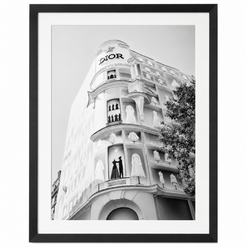 DIOR GLASS FRAMED PRINT - BLACK
