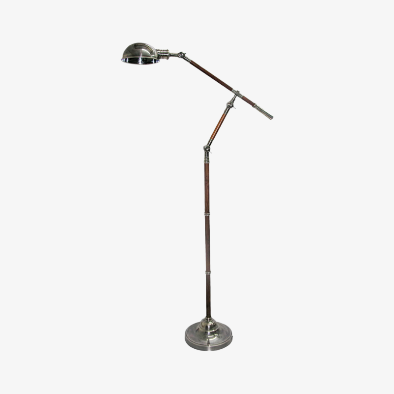 Directoire Adjustable Floor Lamp Silver Wooden Detail