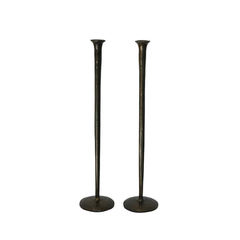 Forged Organic Style Tall Candlestick in Bronze Finish