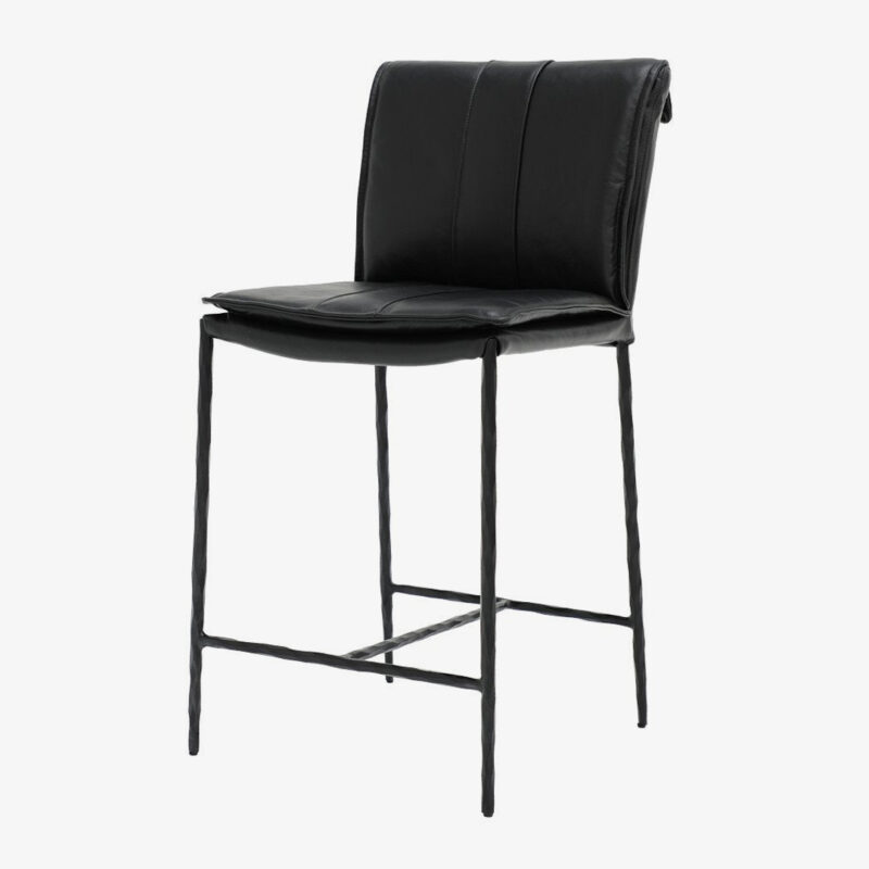 Foundry Leather Barstool - 650mm - Black