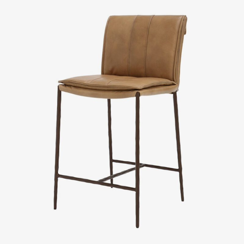Foundry Leather Barstool - 650mm - Nutmeg