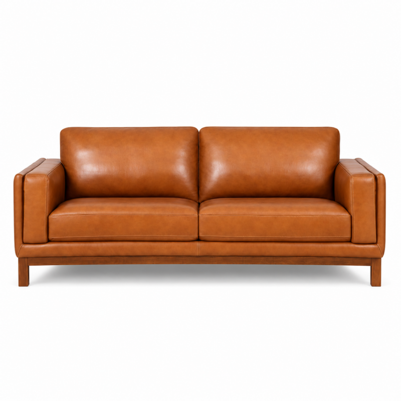 JEFFERSON LEATHER 2.5 SEATER SOFA - PECAN BROWN
