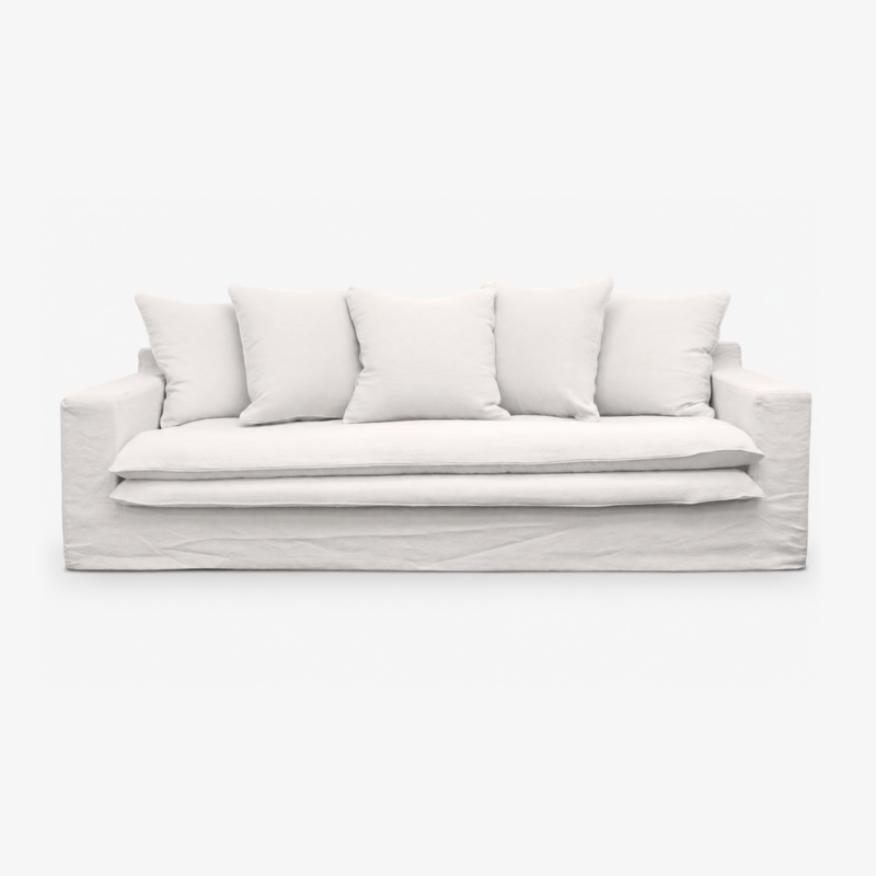Keely Slipcover Sofa 3 Seater White